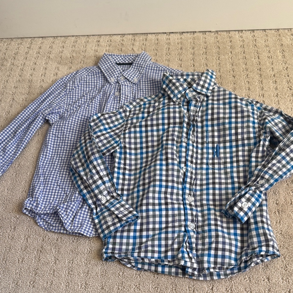 johnnie-O Kids Blue and White Plaid Button Down Shirts